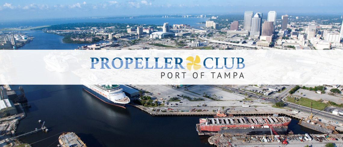 Port of Tampa Aerial photo with the Propeller club logo