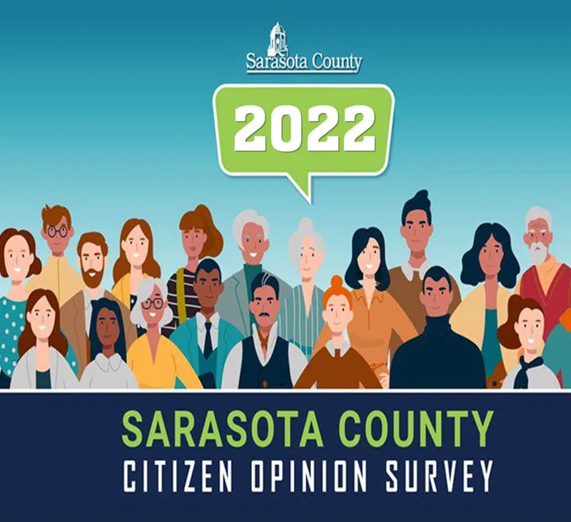 Sarasota County 2022 Citizen Opinion Survey graphic with illustrated residents