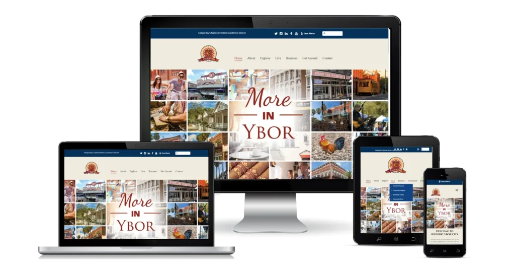 More in Ybor website on desktop, laptop, tablet and phone
