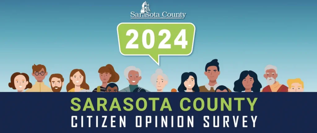 Sarasota County 2024 Citizen Opinion Survey graphic with illustrated residents
