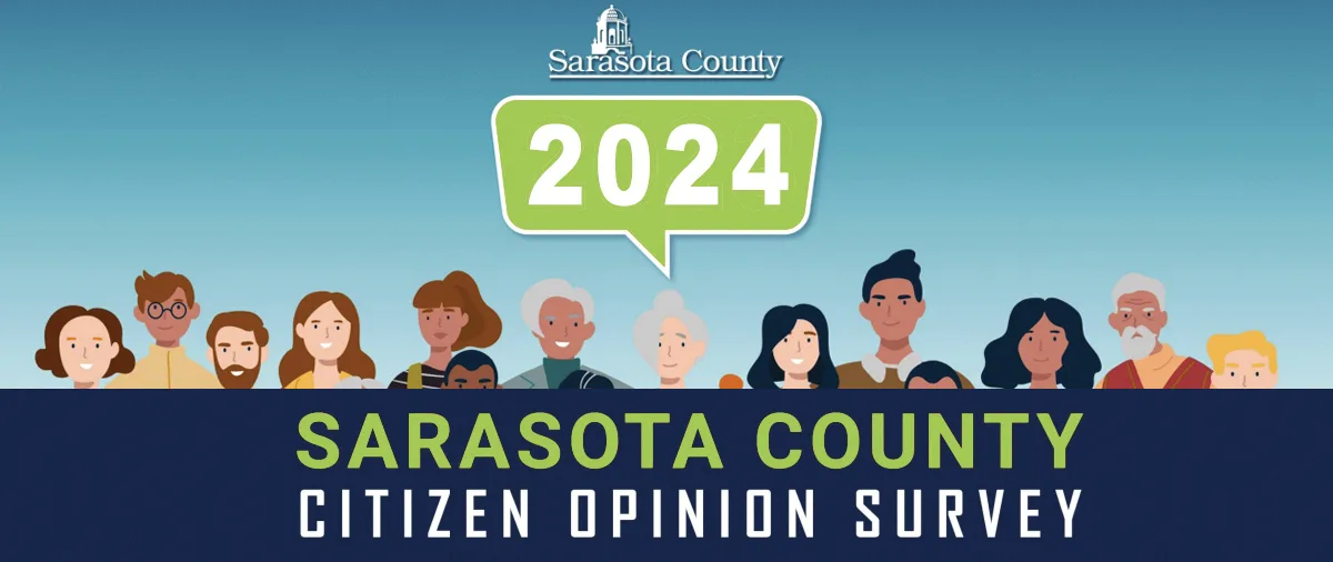 Sarasota County 2024 Citizen Opinion Survey graphic with illustrated residents