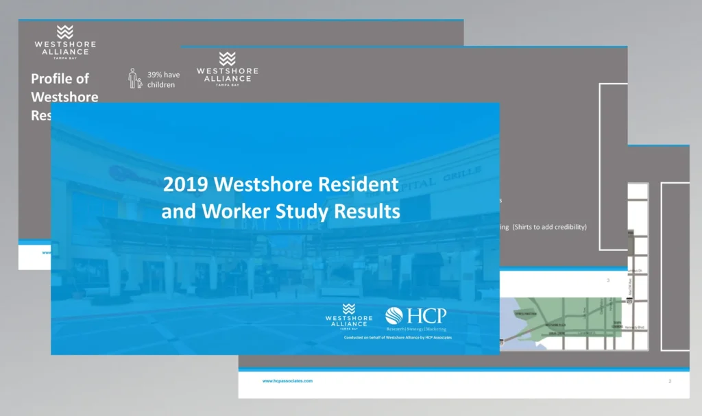 2019 Westshore Resident and Worker Study Results presentation cover from Westshore Alliance and HCP