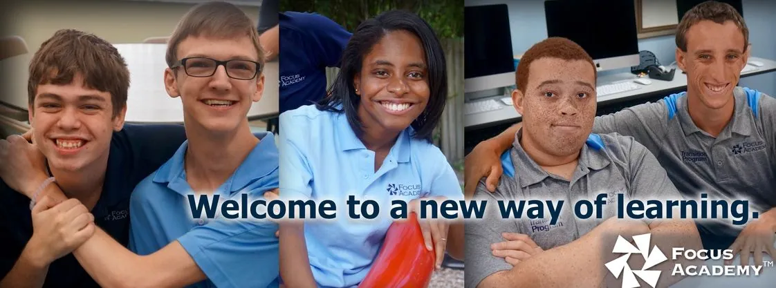 Focus Academy header with five smiling students and the text Welcome to a new way of learning