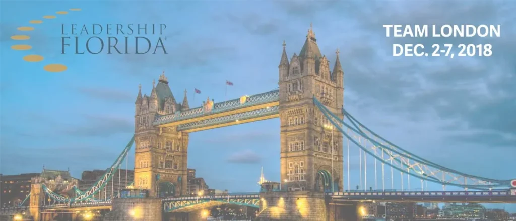 Leadership Florida Team London, Dec. 2-7, 2018, over Tower Bridge at dusk