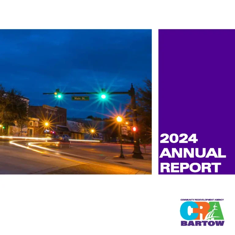 Bartow CRA 2024 Annual Report cover with night street scene