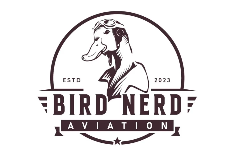 Bird Nerd Aviation logo with a duck in a pilot cap and goggles