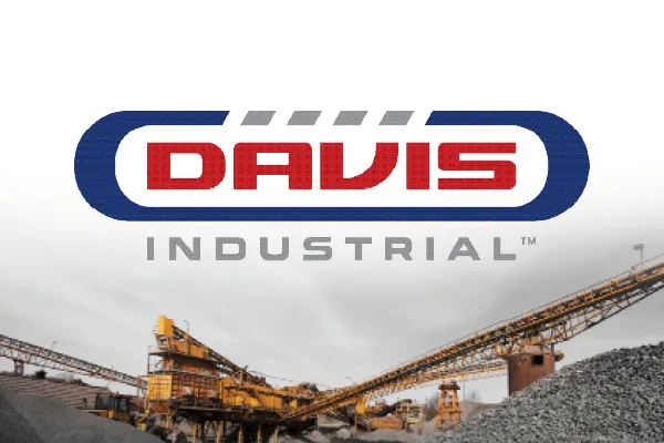 Davis Industrial logo over a photo of a gravel processing plant