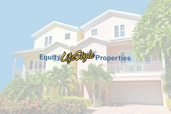 Equity LifeStyle Properties logo over a photo of a two story home