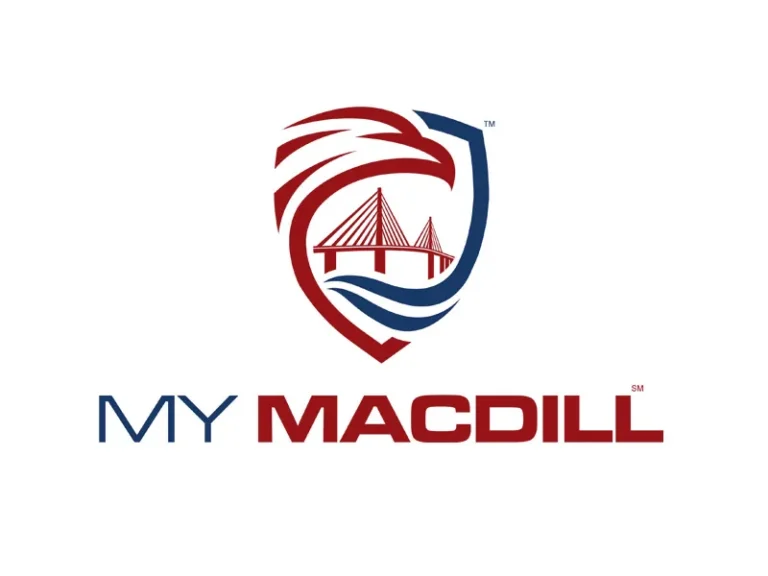 My MacDill logo with an eagle shield and a bridge