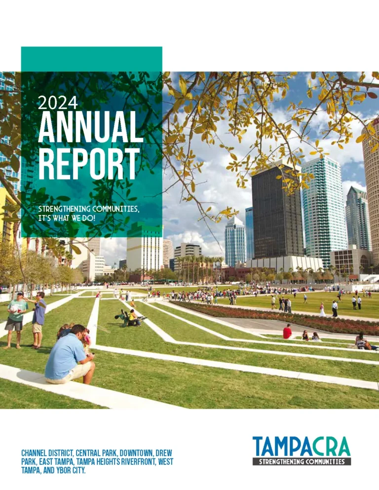 Tampa CRA 2024 Annual Report cover with city park and skyline