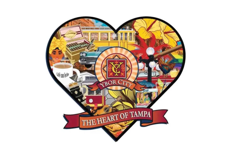 YborCRA heart shaped logo reading 'The Heart of Tampa' with Ybor City scenes