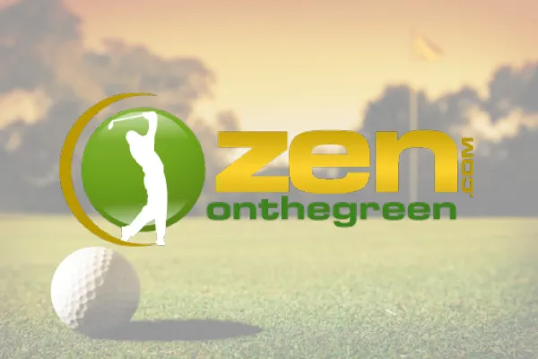 Zen on the Green logo with golfer icon over a golf ball on grass