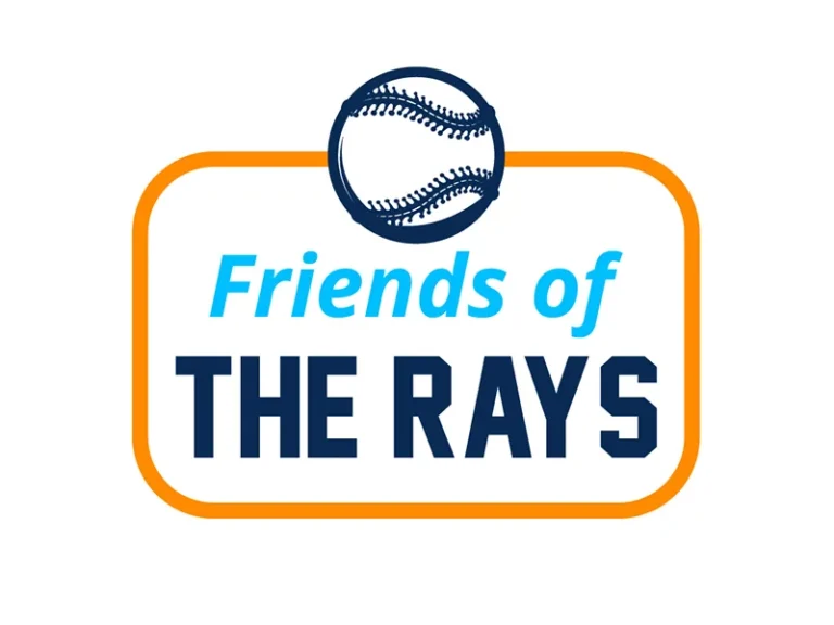 Friends of the Rays logo with baseball in orange frame
