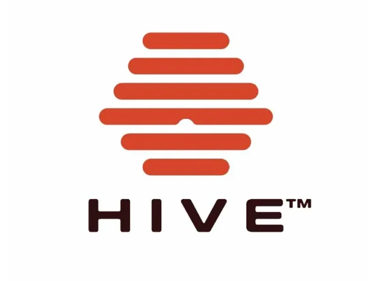 Hive logo with orange stacked hexagon lines