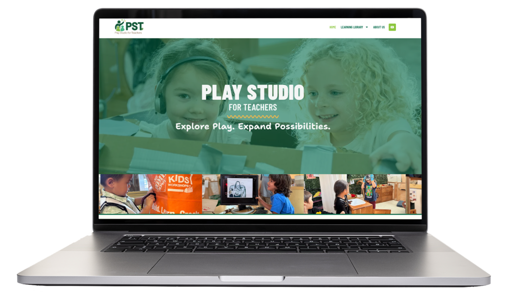 Laptop showing the Play Studio for Teachers website homepage