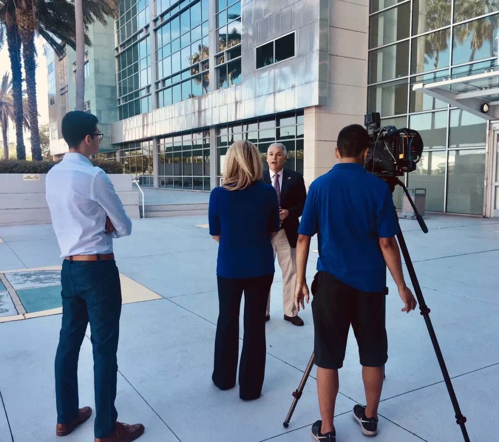 Television news interview at Port Tampa Bay