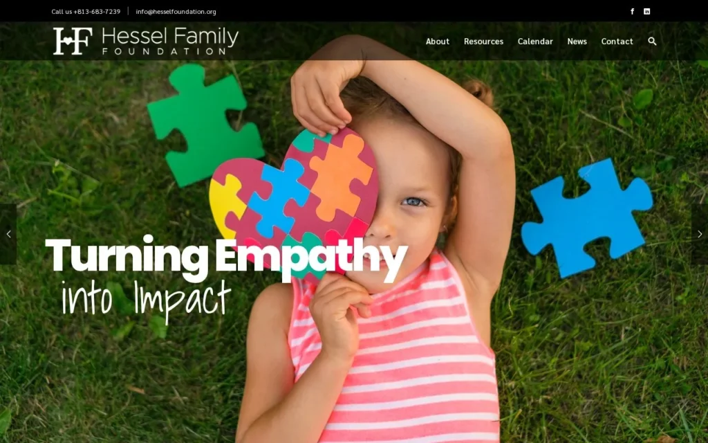 Hessel Family Foundation website homepage, Turning Empathy into Impact