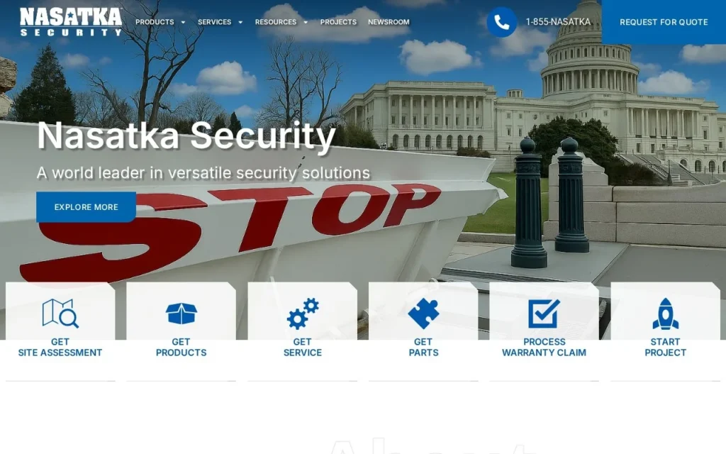 Nasatka Security website homepage, A world leader in versatile security solutions