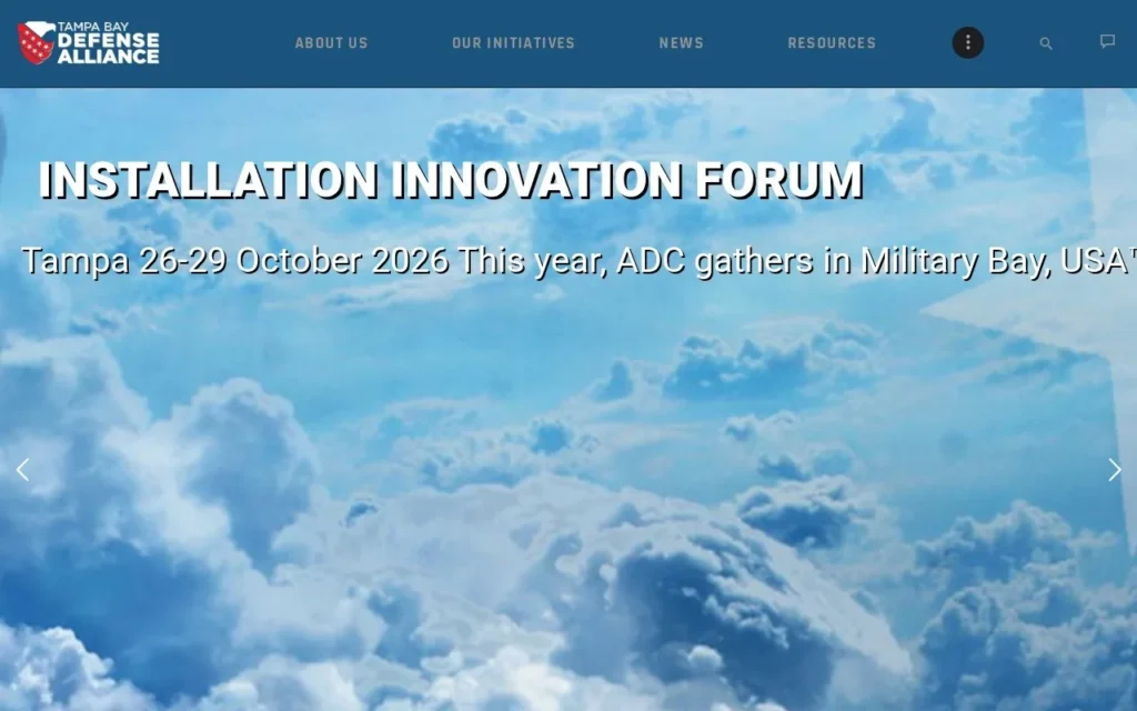 Tampa Bay Defense Alliance website homepage, Installation Innovation Forum