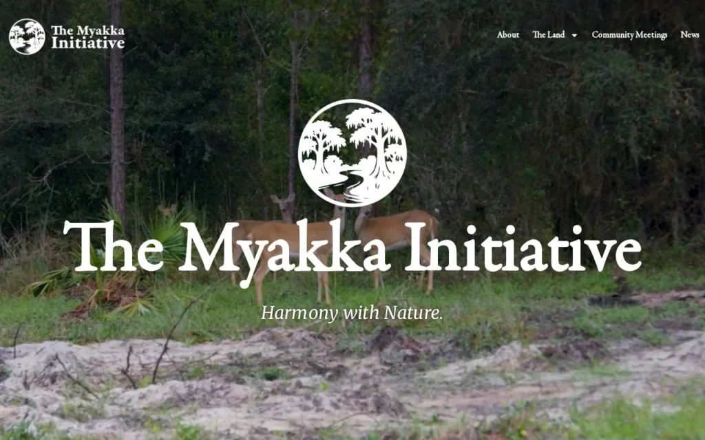 The Myakka Initiative website homepage, Harmony with Nature