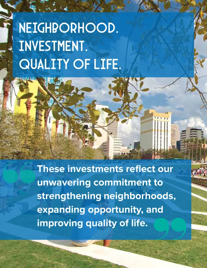 Tampa CRA 2025 Annual Report page: Neighborhood. Investment. Quality of Life.