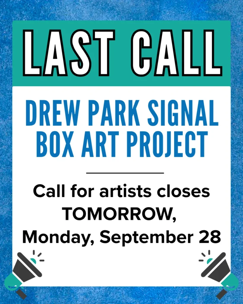 Drew Park Signal Box Art Project call for artists social post