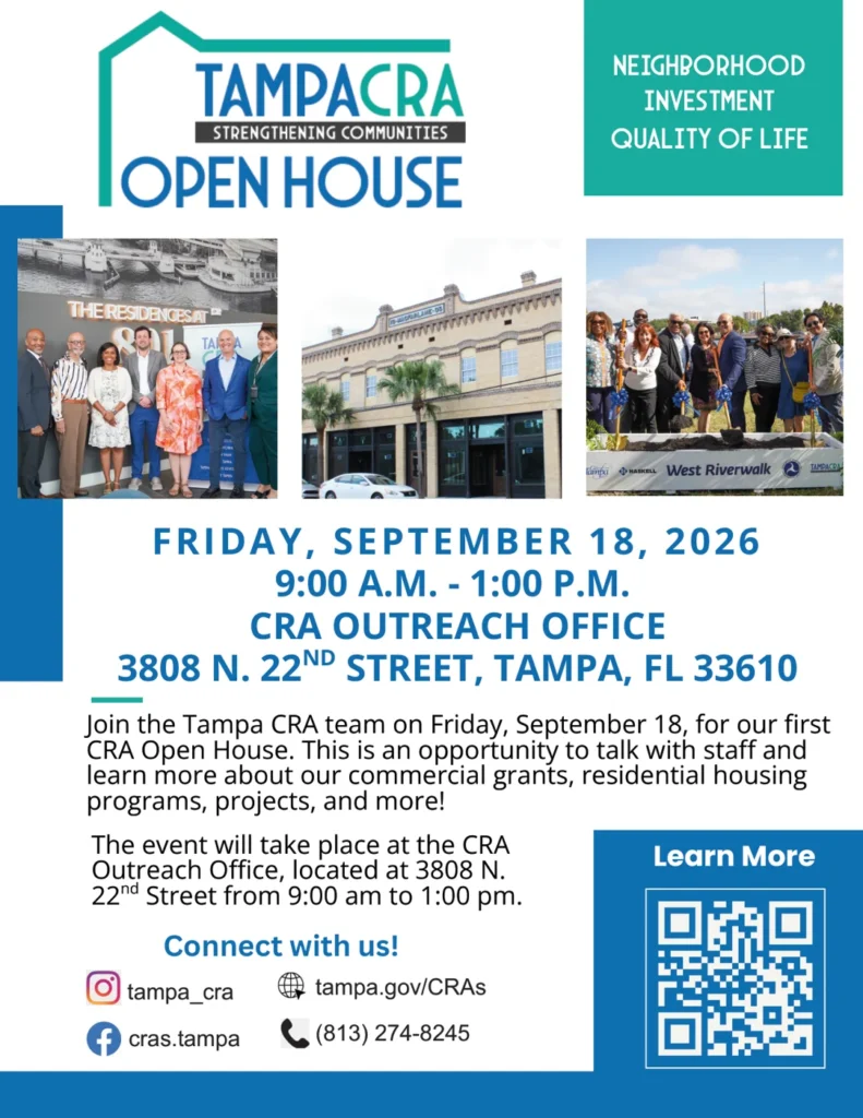 Flyer for the first Tampa CRA Open House