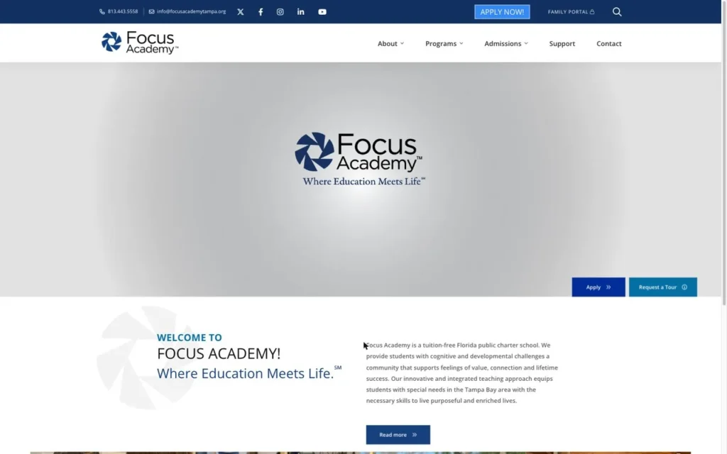 Focus Academy Tampa website homepage