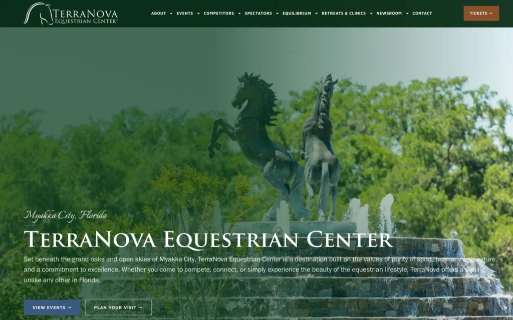 TerraNova Equestrian Center website homepage