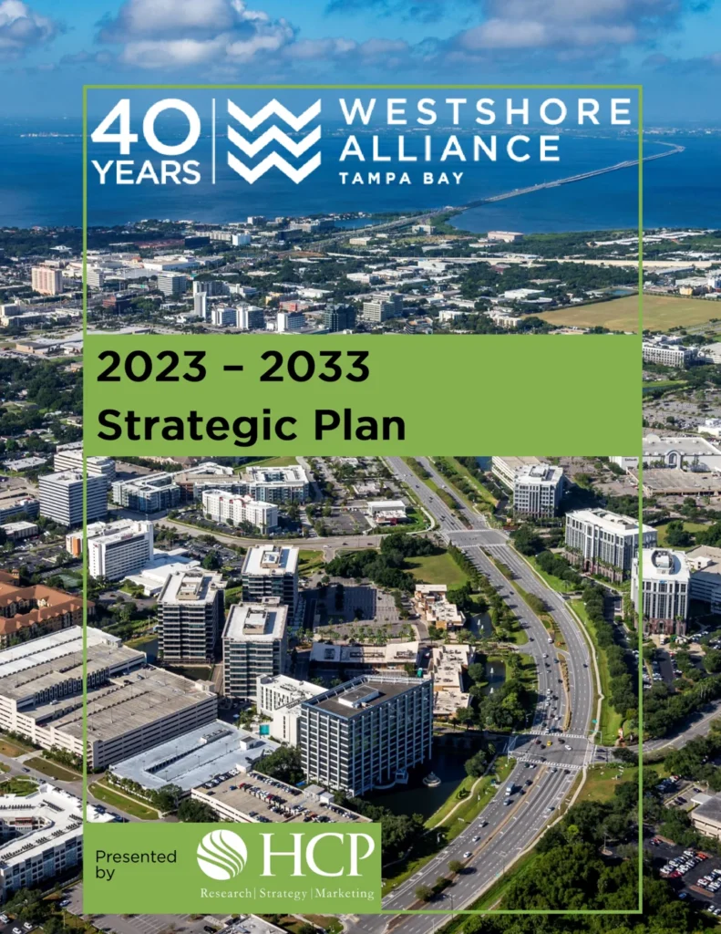 Westshore Alliance 2023 to 2033 Strategic Plan cover, developed by HCP Associates