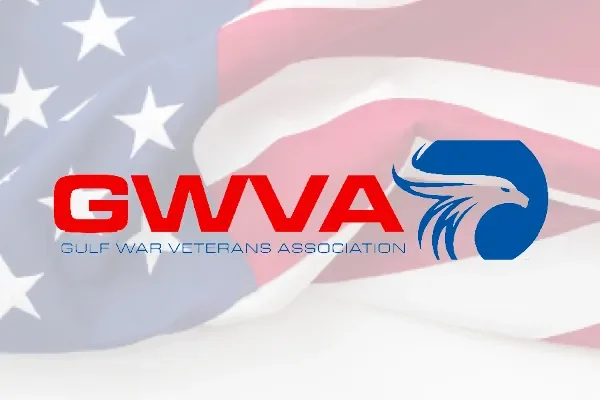 GWVA Gulf War Veterans Association logo over an American flag