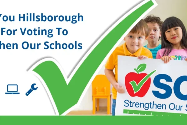 Thank You Hillsborough County for Voting to Strengthen Our Schools graphic with a green check mark