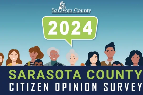 Sarasota County 2024 Citizen Opinion Survey graphic with illustrated residents