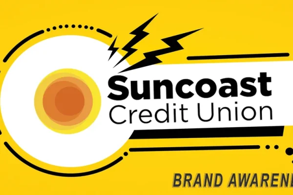 Suncoast Credit Union Brand Awareness Study graphic on a yellow background
