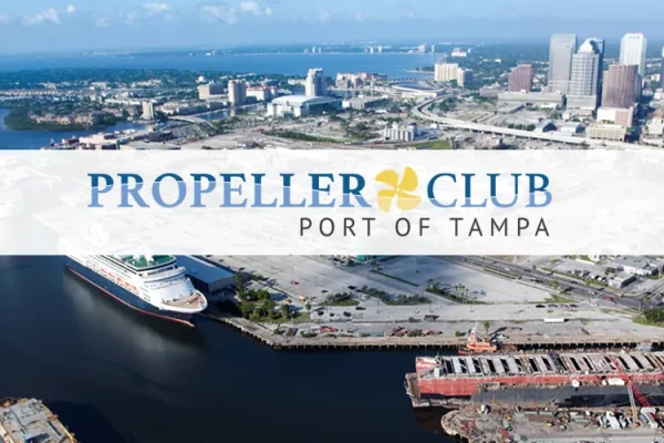 Port of Tampa aerial photo with the Propeller Club logo