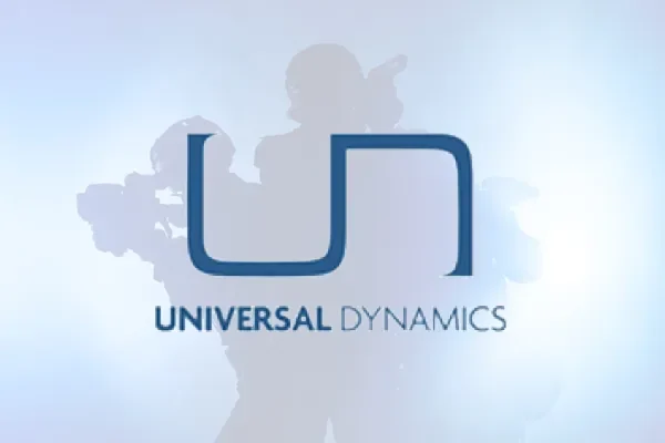 Universal Dynamics logo on a soft blue background