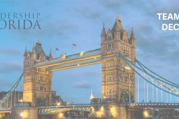 Leadership Florida Team London, Dec. 2-7, 2018, over Tower Bridge at dusk