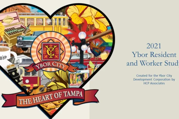 Heart-shaped collage graphic for the 2021 Ybor Resident and Worker Study